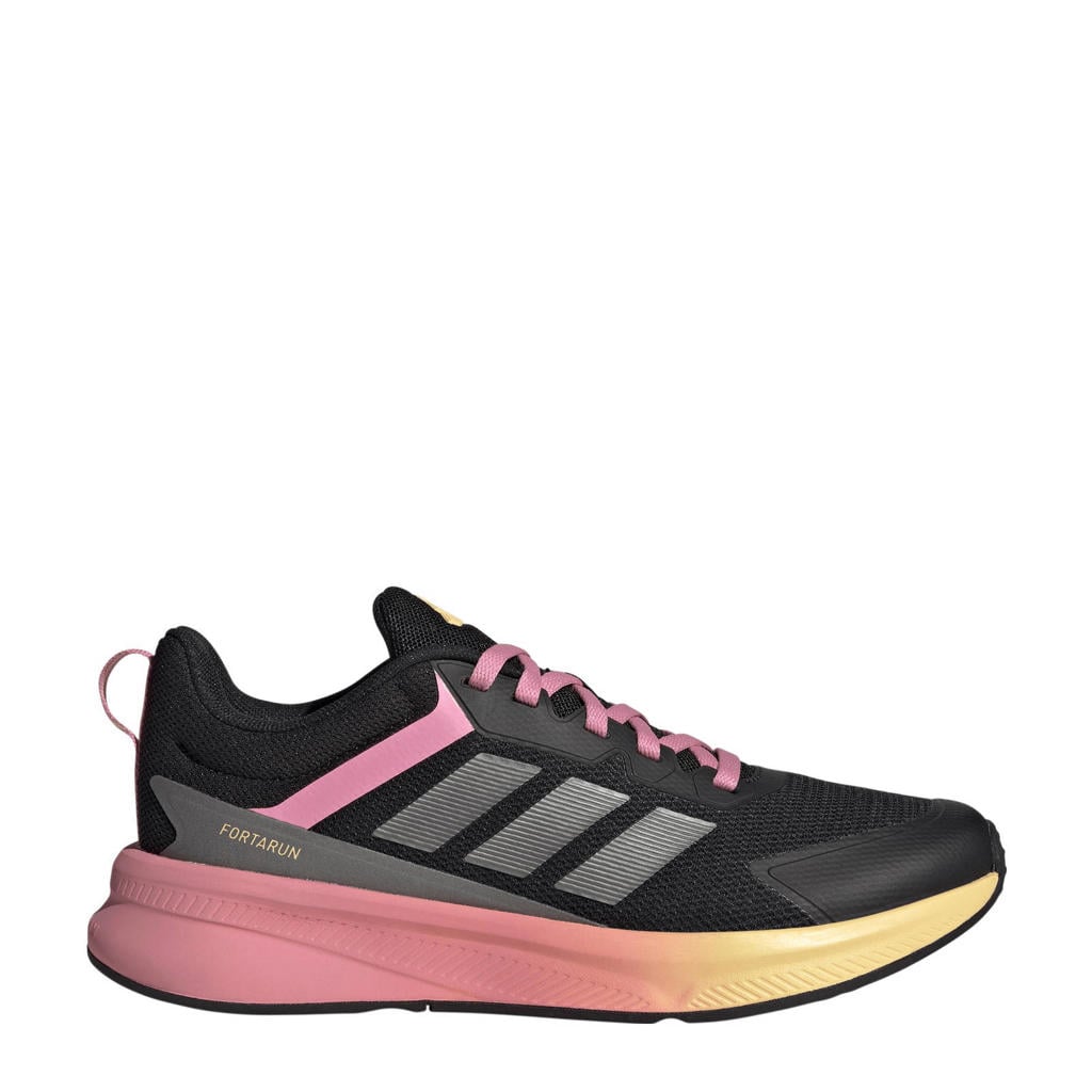 Zwart, grijs en roze jongens en meisjes adidas Sportswear Fortarun 4.0 sneakers van mesh/voering: mesh/voetbed: eva met veters