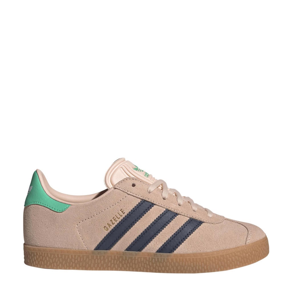Lichtroze en donkerblauwe jongens en meisjes adidas Originals Gazelle sneakers van suede met veters