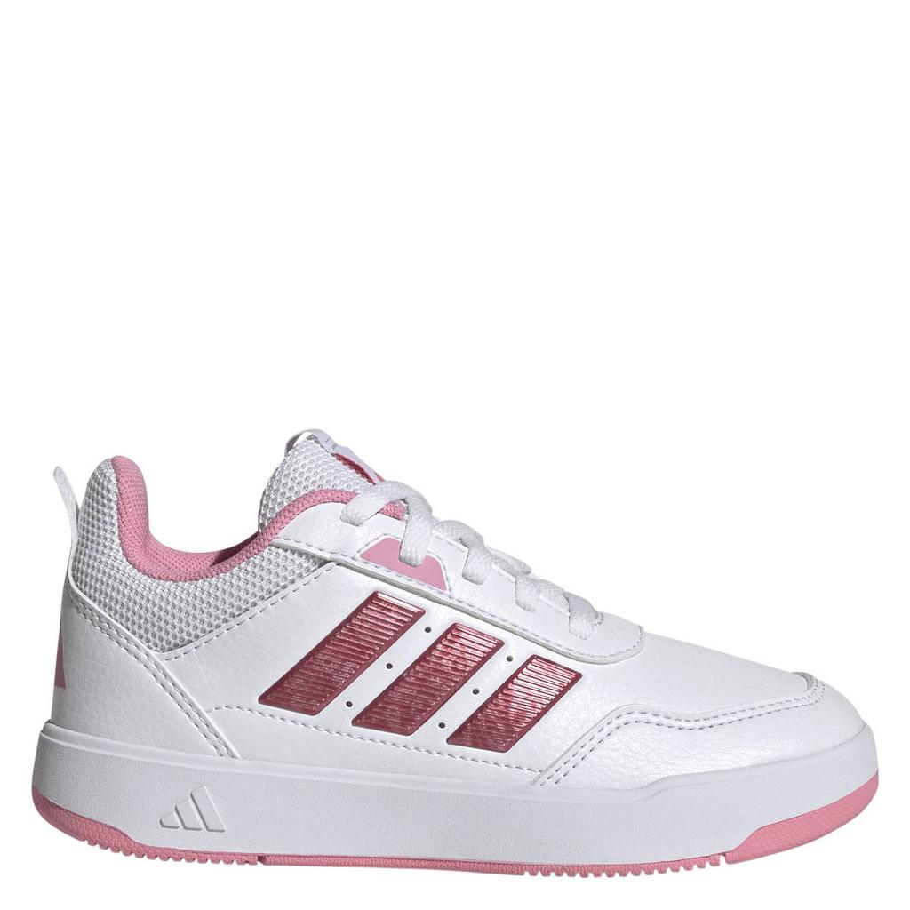 Wit en roze jongens en meisjes adidas Sportswear Tensaur Sport imitatieleren leren sneakers 3.0 met veters