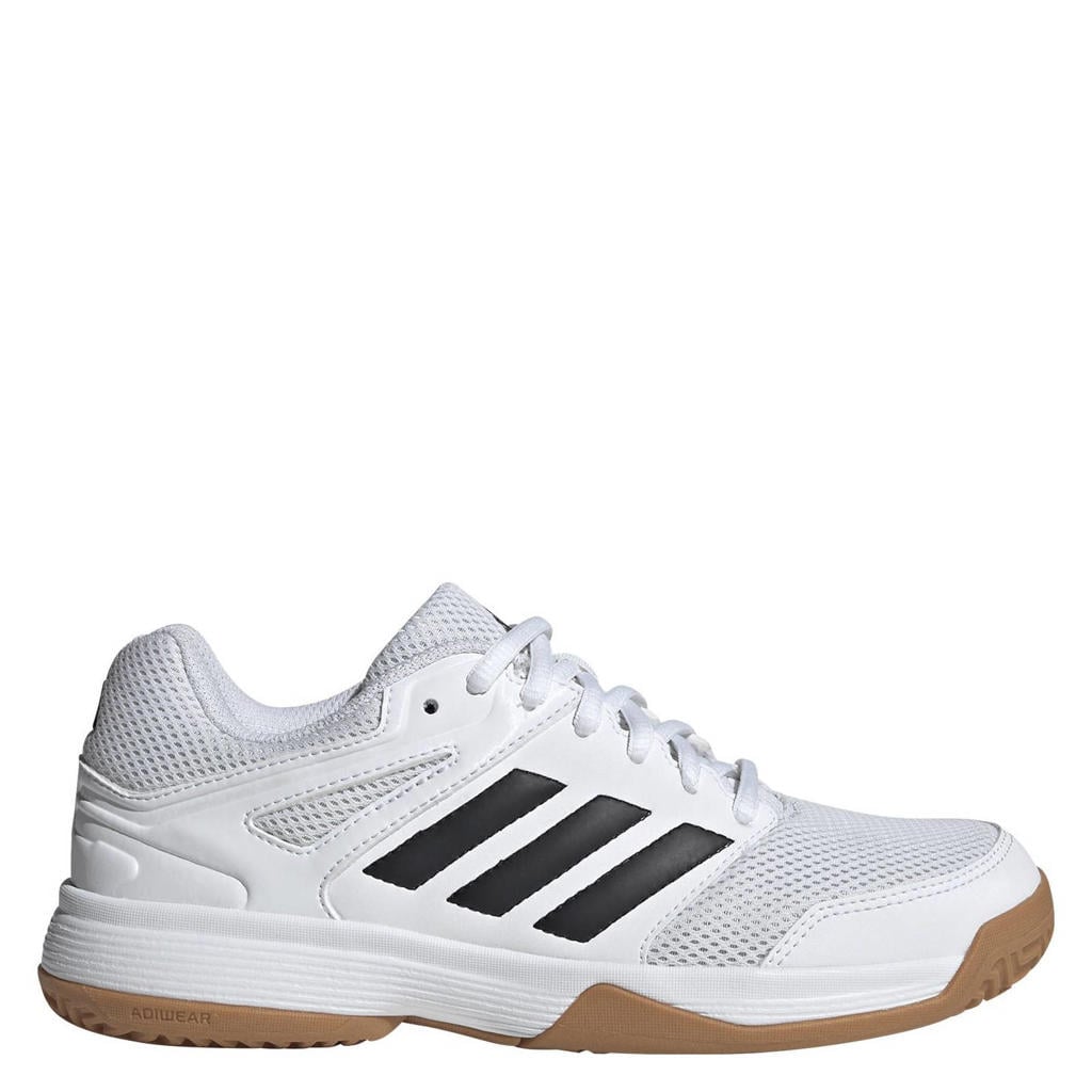 Wit en zwarte jongens en meisjes adidas Performance Speedcourt zaalsportschoenen van mesh-pu/voering: mesh/voetbed: eva met veters