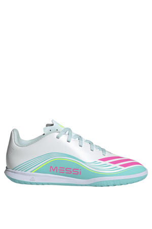 F50 Club IN junior voetbalschoenen wit/roze/lichtgroen