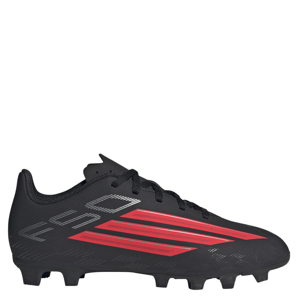 Zwart en rode jongens en meisjes adidas Performance F50 Club FG MG Junior voetbalschoenen van imitatieleer/voering: mesh/voetbed: eva