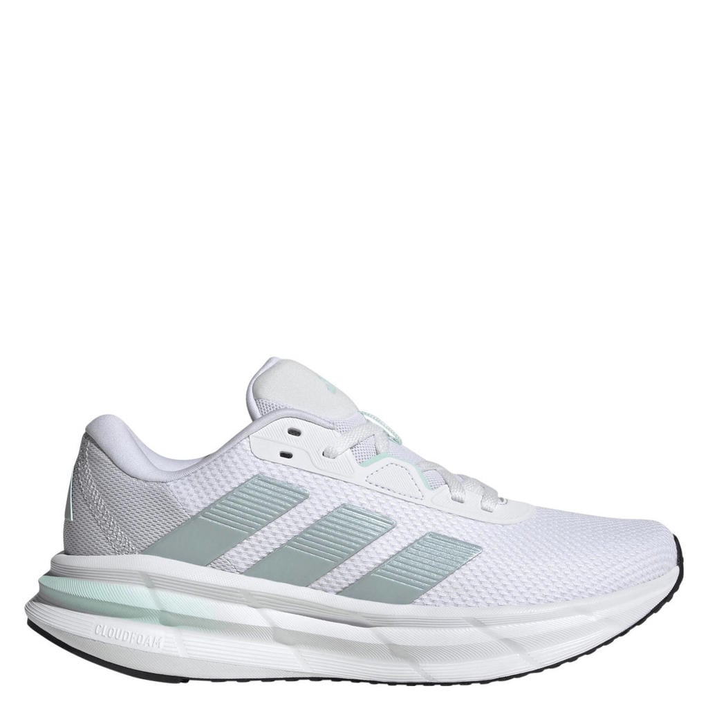 Wit en lichtgrijze dames adidas Performance hardloopschoenen van kunstof met veters
