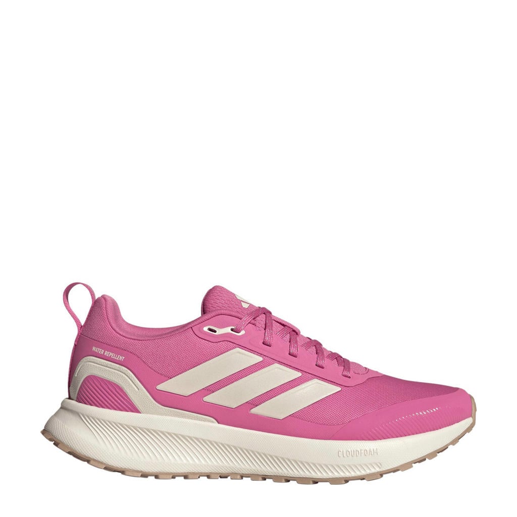 Roze en witte dames adidas Performance hardloopschoenen van waterafstotend bovenwerk van mesh met reflecterende details met veters