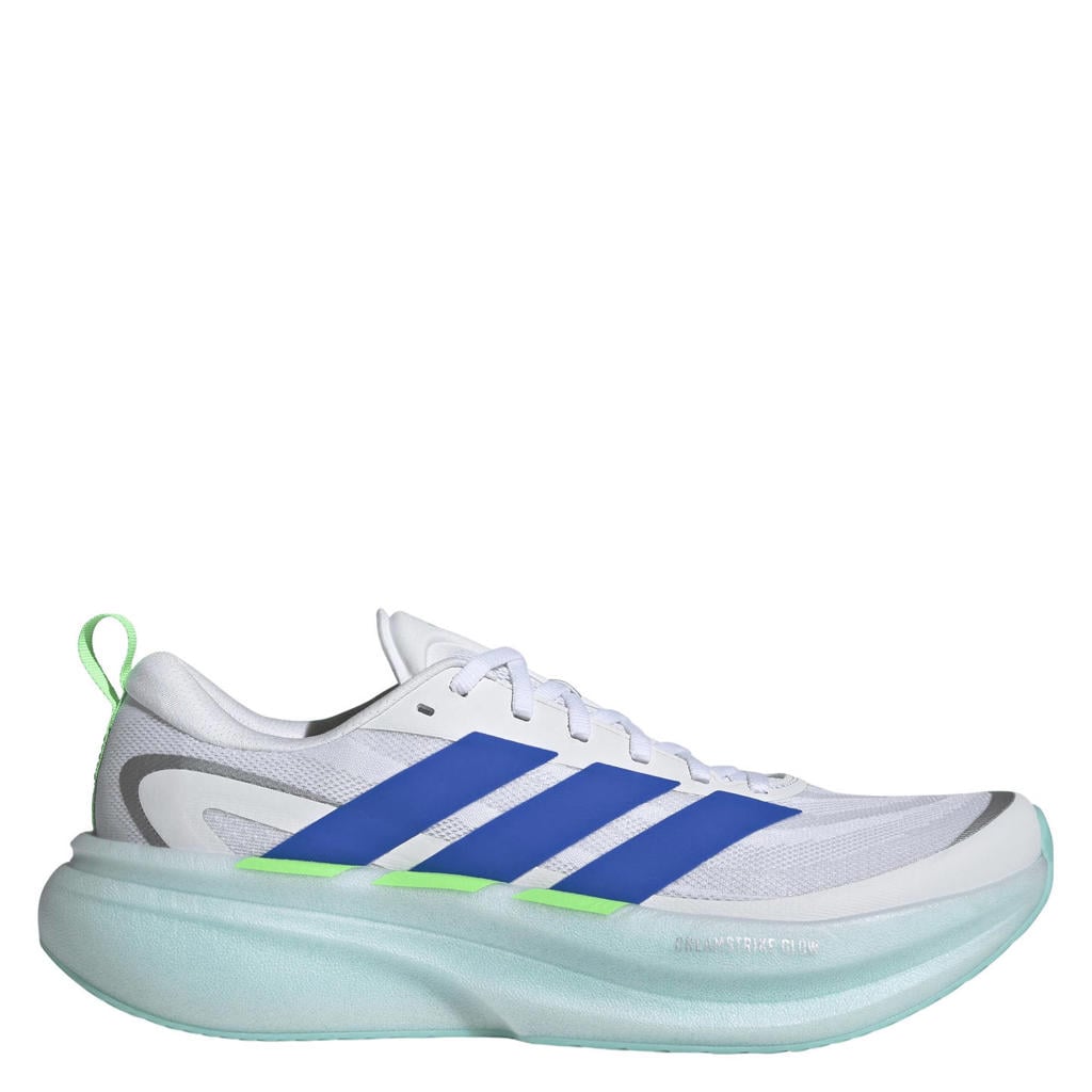 Lichtblauw en witte heren adidas Performance Supernova Glide hardloopschoenen - van mesh-pu/voering: mesh/voetbed: eva met elastische veters