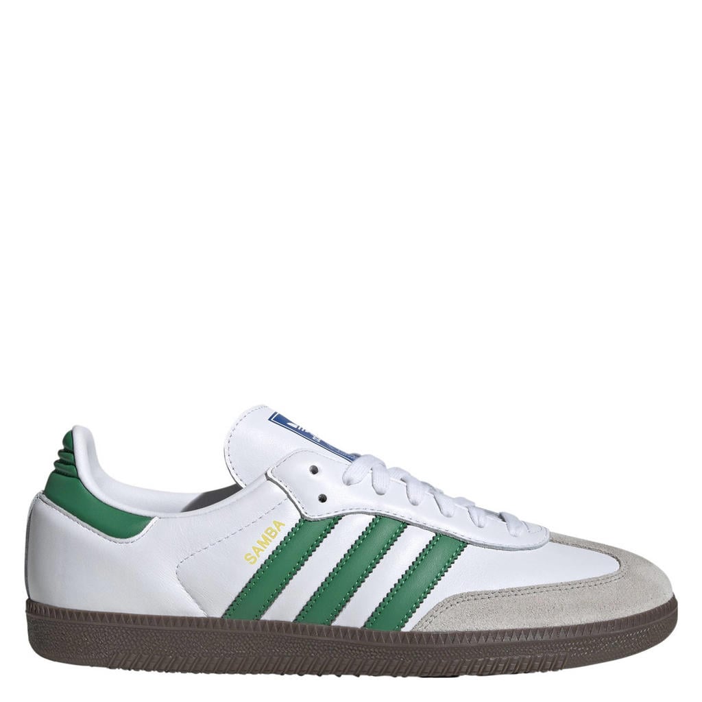 Wit en groene heren adidas Originals Samba OG leren sneakers met veters