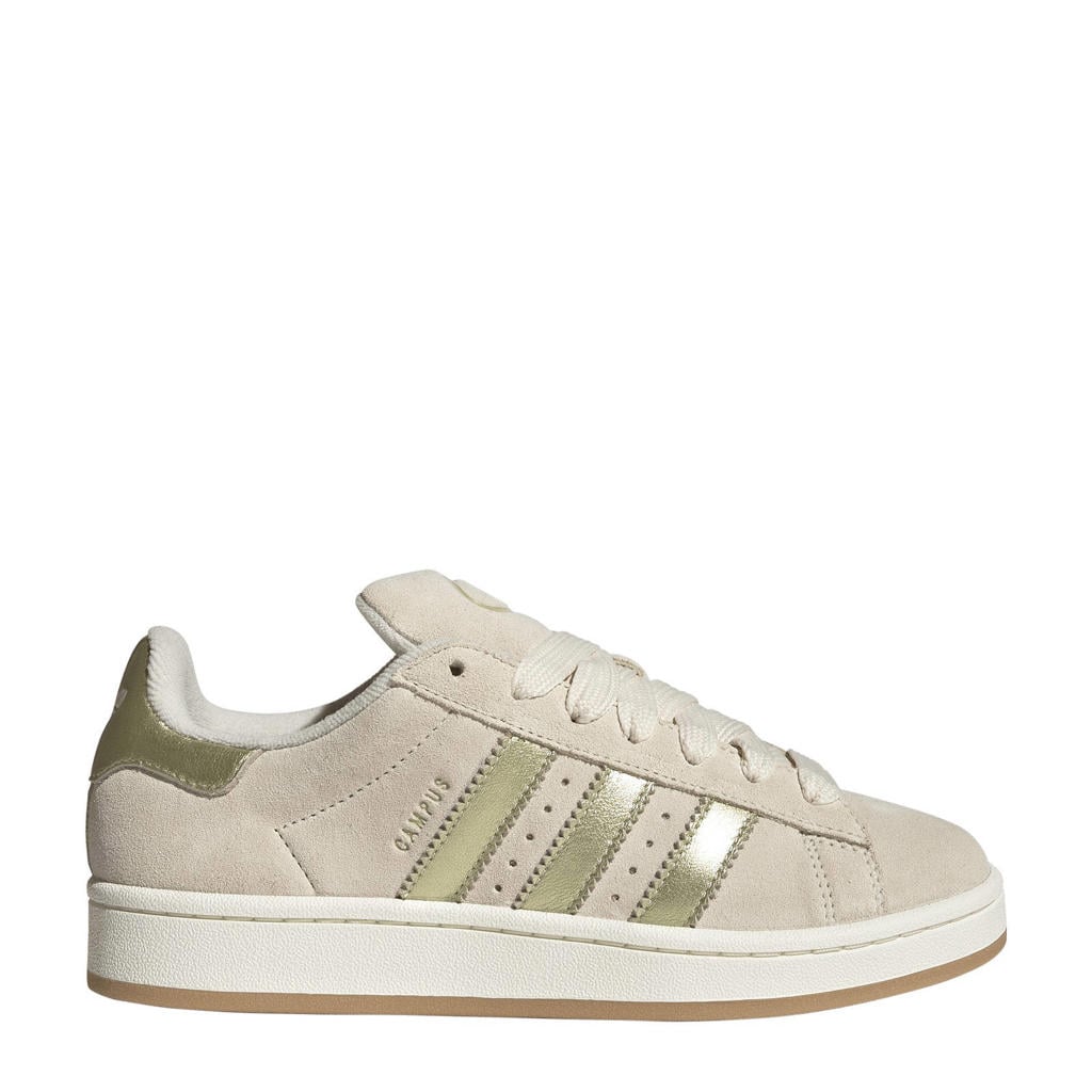 Beige en gouden dames adidas Originals Campus 00s sneakers van leer/voering: mesh/voetbed: eva met veters