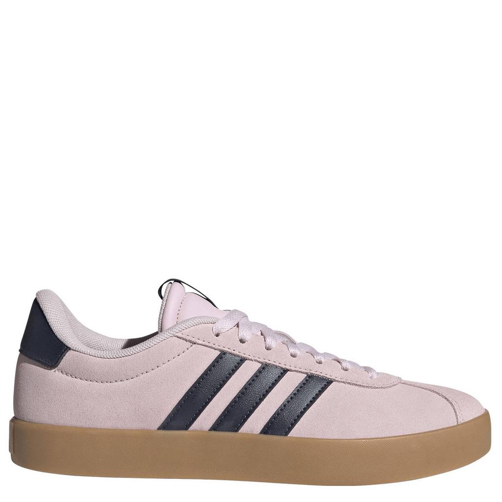 Lichtroze en donkerblauwe dames adidas Sportswear VL Court 3.0 suede sneakers met veters
