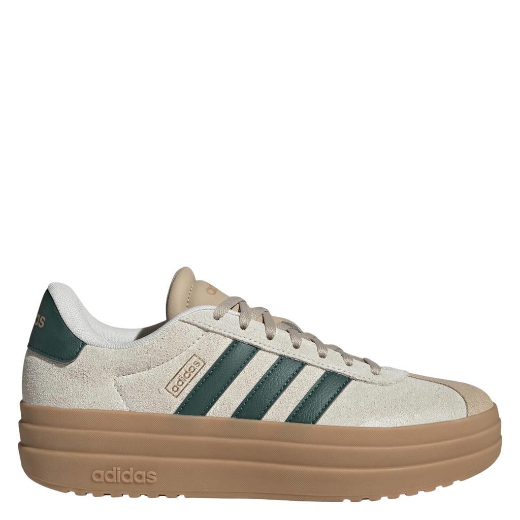 Beige en donkergroene dames adidas Sportswear VL Court Bold sneakers van suède/voering: mesh/voetbed: eva met veters