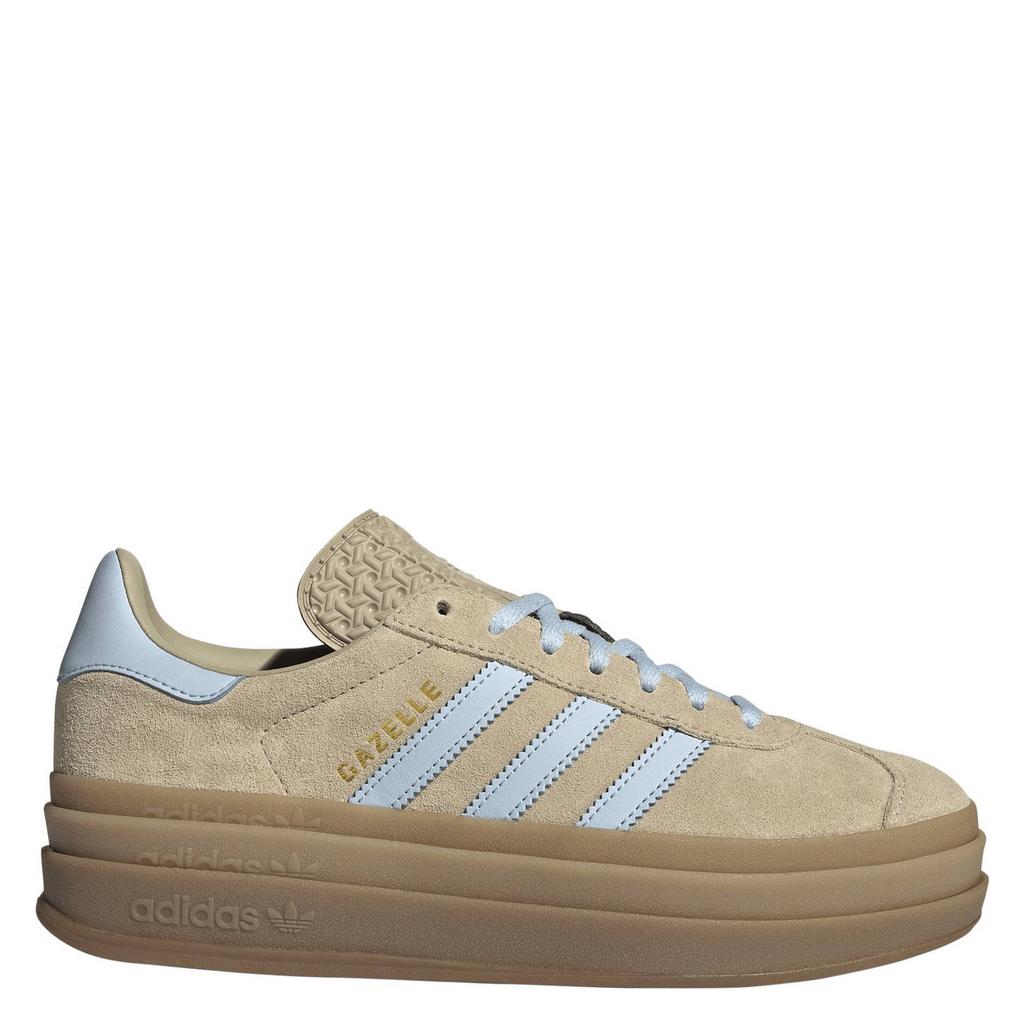 Beige en lichtblauwe dames adidas Originals Gazelle Bold sneakers van suèdeleer met veters