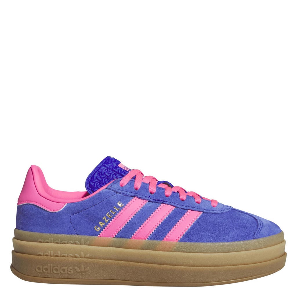 Blauw en roze dames adidas Originals Gazelle Bold sneakers van suèdeleer met veters