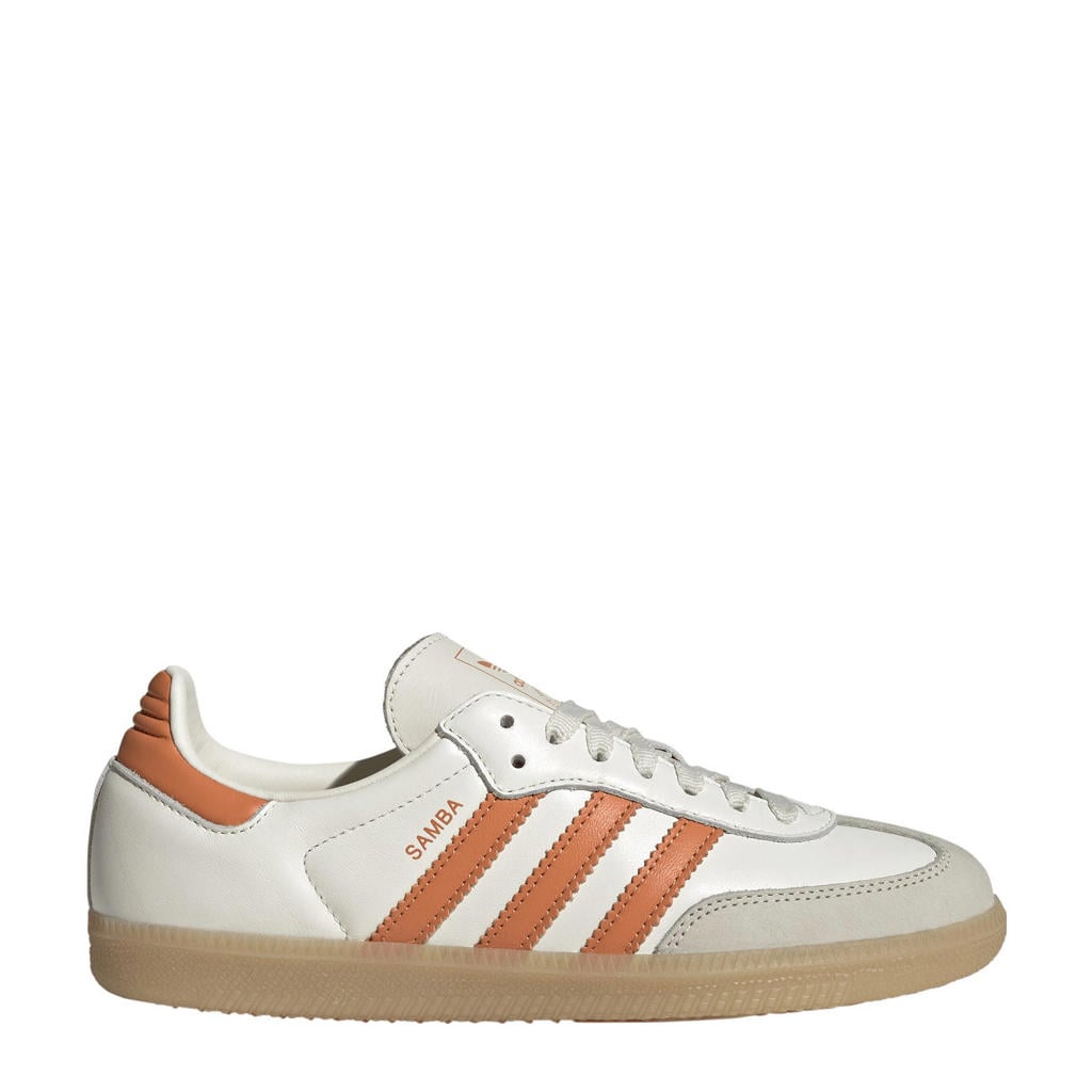 Wit en oranje dames adidas Originals Samba OG leren sneakers met veters