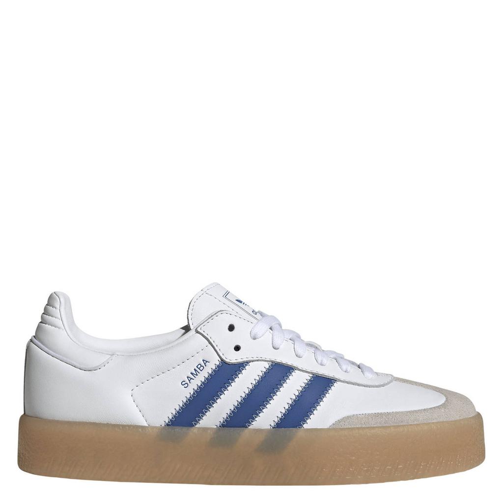 Wit en kobaltblauwe dames adidas Originals Sambae sneakers van nubuck-leer/voering: mesh/ovetebed: eva met veters
