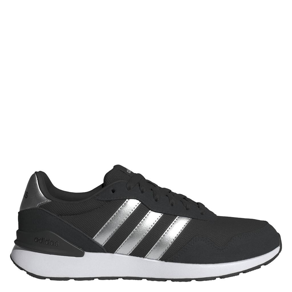 Zwart en zilverkleurige dames adidas Sportswear Run 60s 4.0 sneakers van mesh-leer/voering: mesh/voetbed: eva met veters