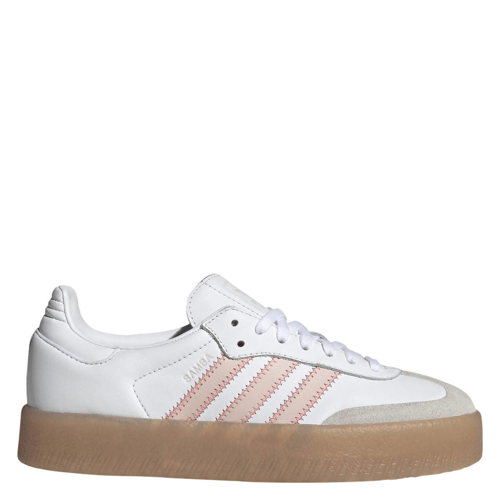 Wit en roze dames adidas Originals Sambae sneakers van nubuck-leer/voering: mesh/ovetebed: eva met veters