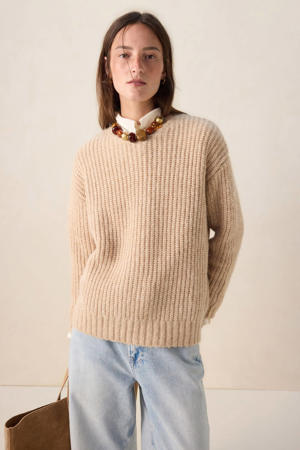 trui met wol beige grof gebreid