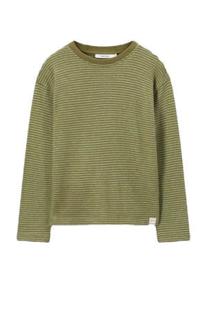 gestreepte longsleeve groen fijn gebreid