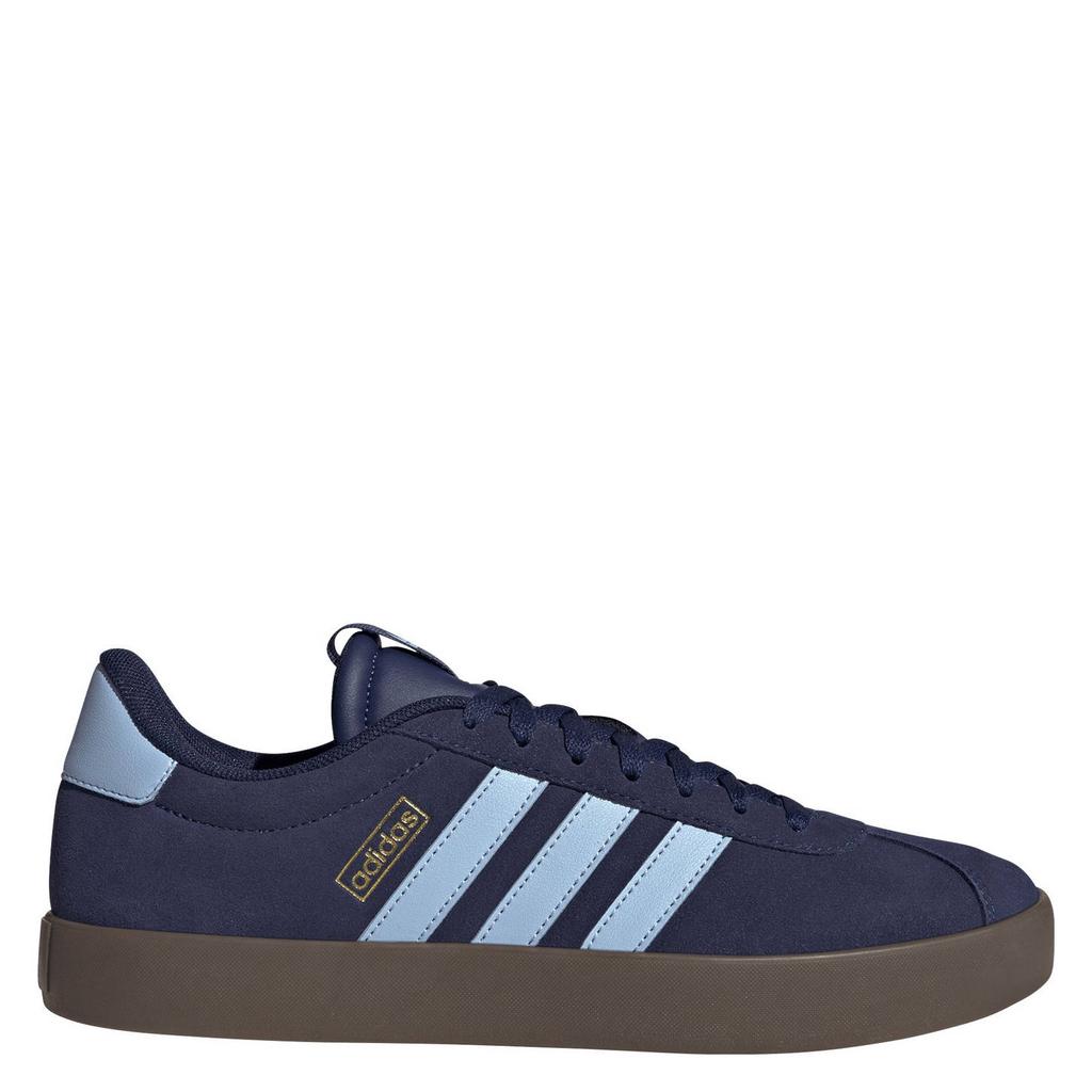Donkerblauw en lichtblauwe heren adidas Sportswear VL Court 3.0 suede sneakers met veters