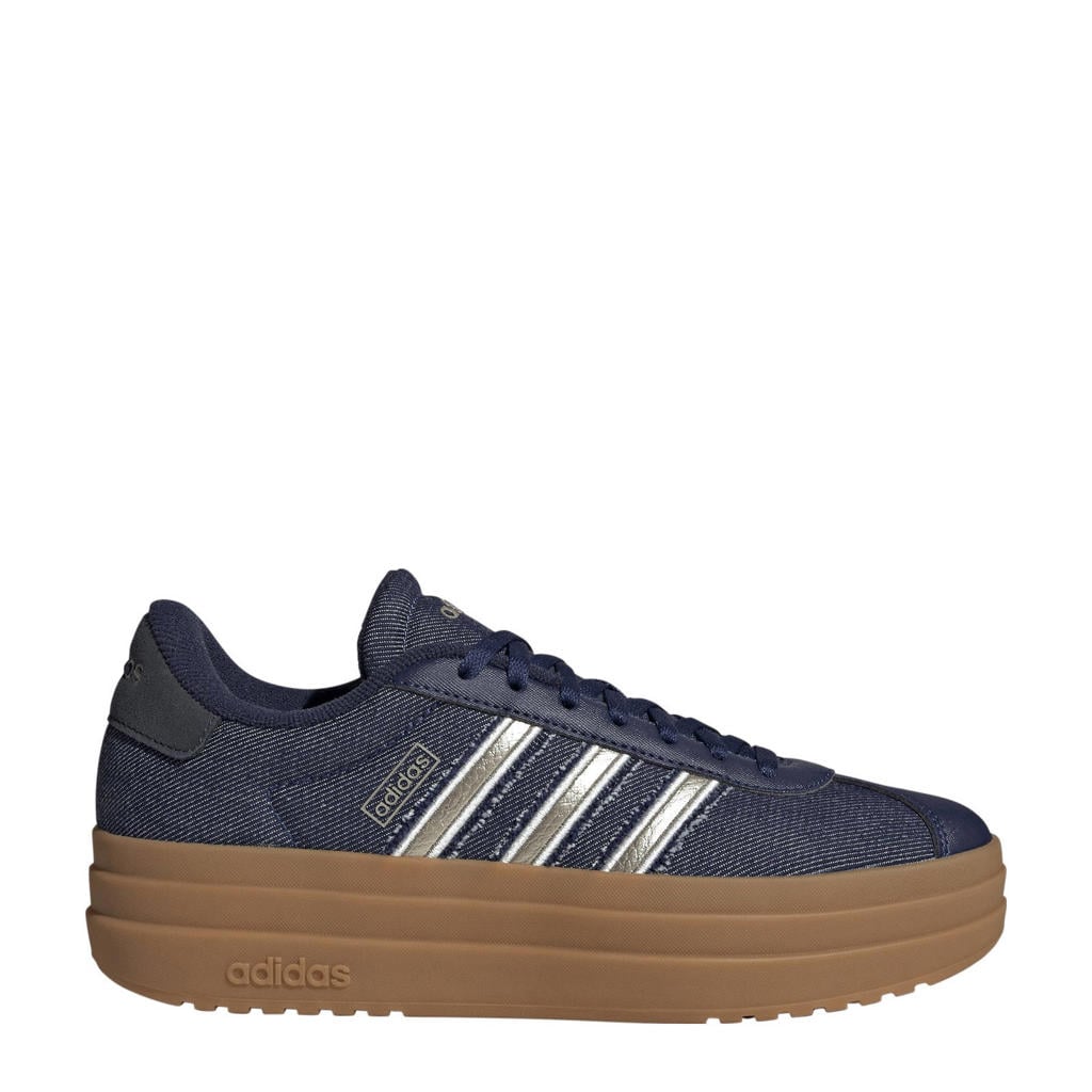 Donkerblauw, denim en zilverkleurige dames adidas Sportswear VL Court Bold sneakers van suède/voering: mesh/voetbed: eva met veters