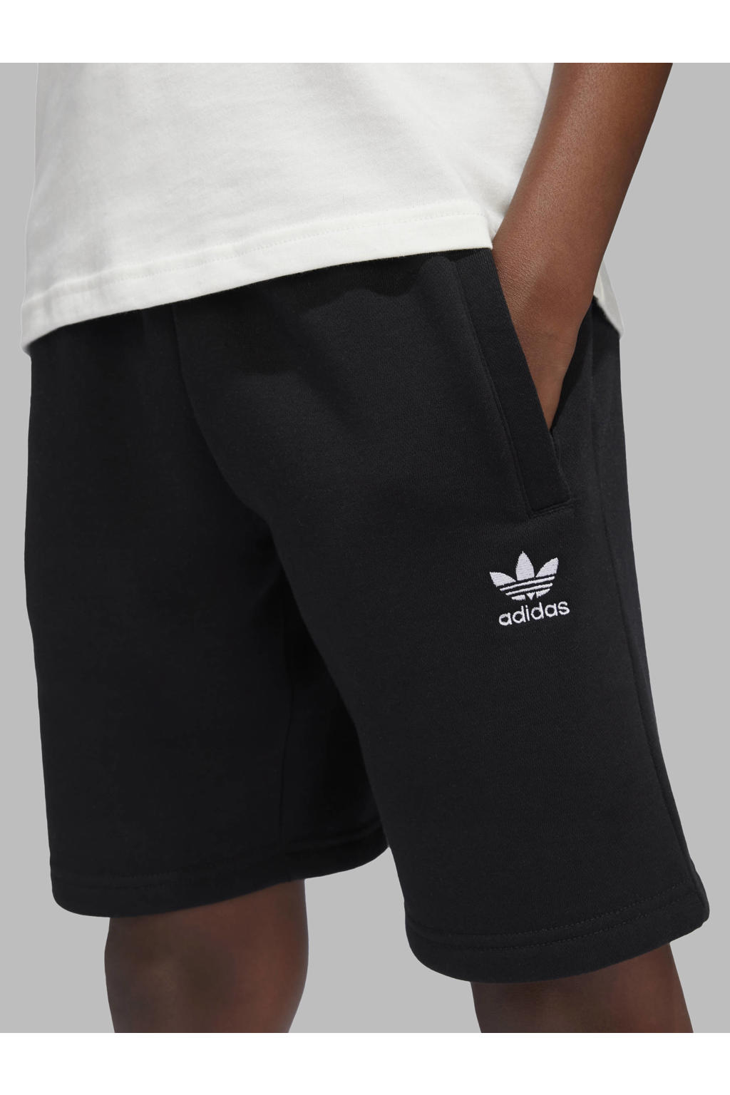 Zwarte jongens en meisjes adidas Originals sweatshort van katoen met regular fit, regular waist en effen