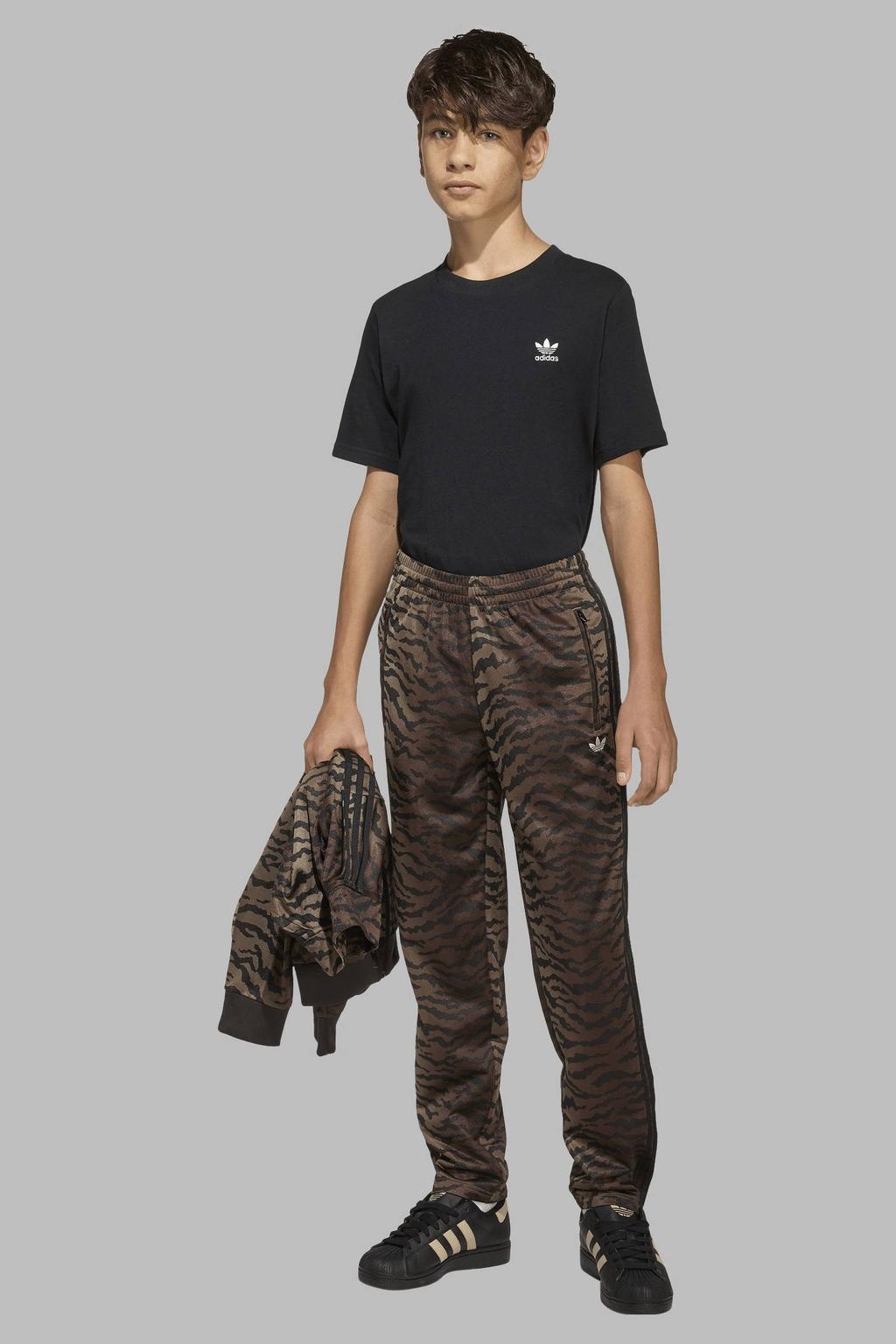 Bruine jongens en meisjes adidas Originals Firebird trainingsbroek van polyester met dierenprint
