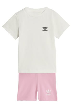 T-shirt + short wit/roze