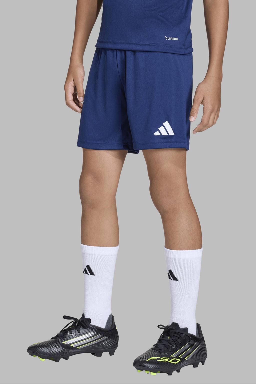 Donkerblauwe jongens en meisjes adidas Performance Junior voetbalshort Entrada26 van polyester