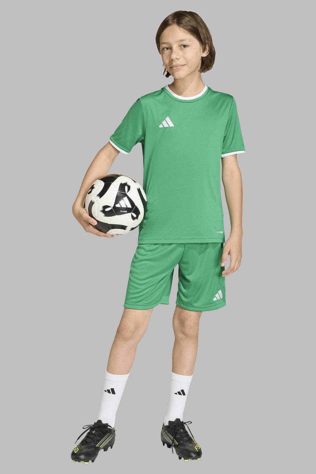 Groene jongens en meisjes adidas Performance Junior voetbalshort Entrada26 van polyester