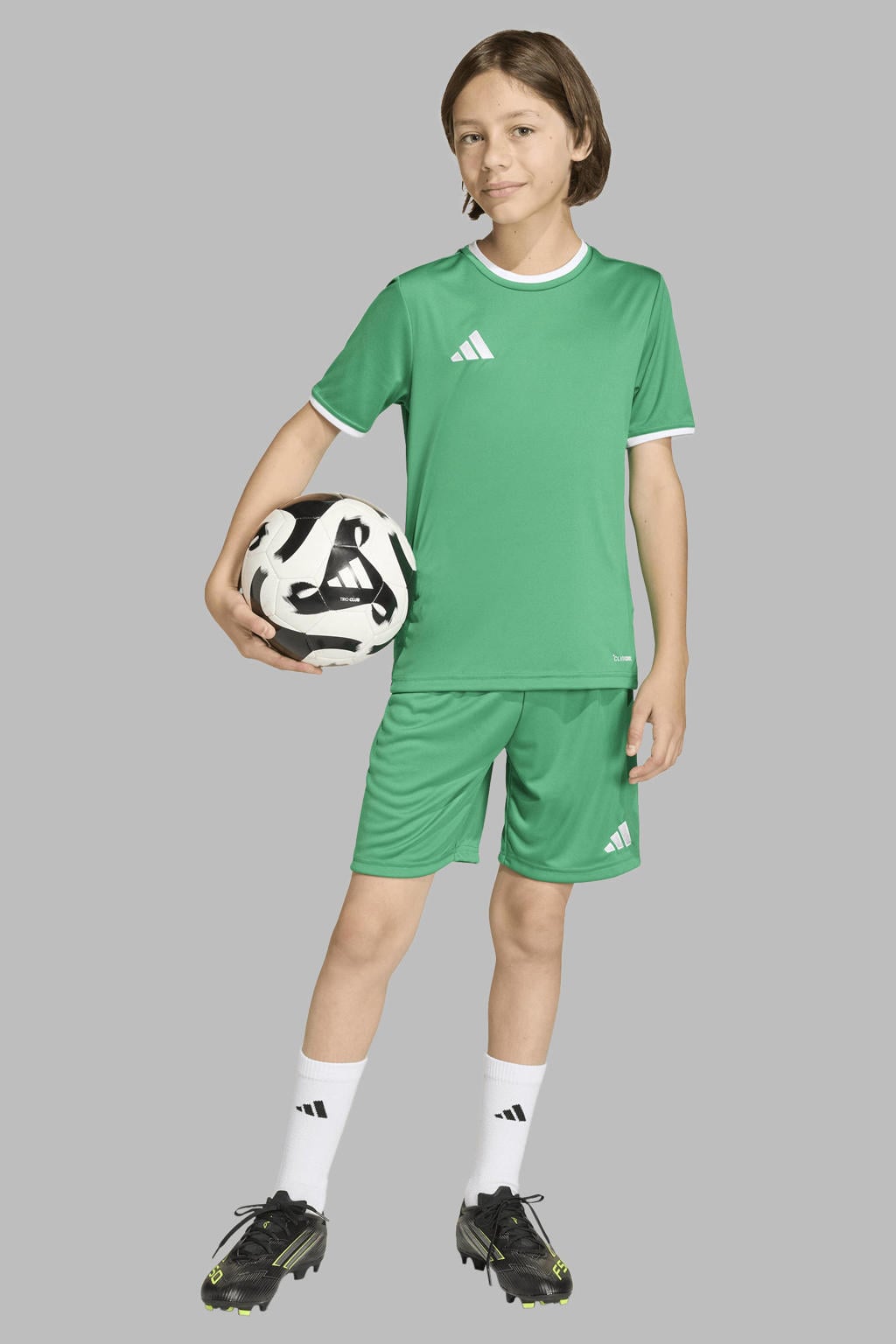 Groene jongens en meisjes adidas Performance Junior voetbalshort Entrada26 van polyester