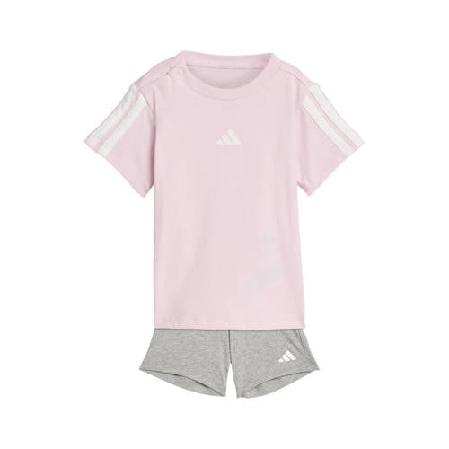 adidas Sportswear T-shirt + short roze/grijs afbeelding