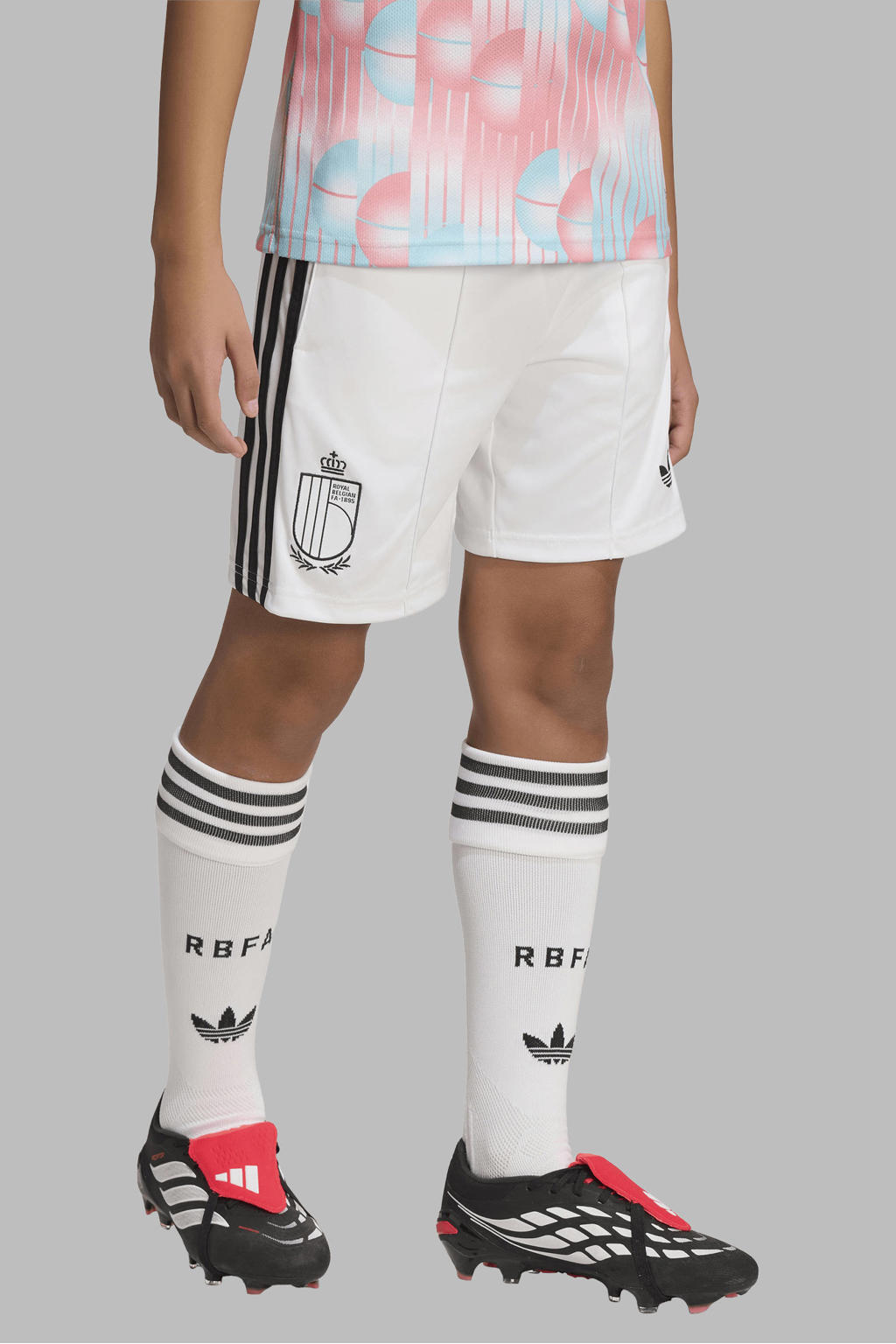 Witte jongens en meisjes adidas Performance Junior België voetbalshort Uit van polyester met elastische tailleband