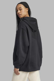 thumbnail: Zwarte dames adidas Originals oversized hoodie van sweat materiaal met effen, lange mouwen en capuchon