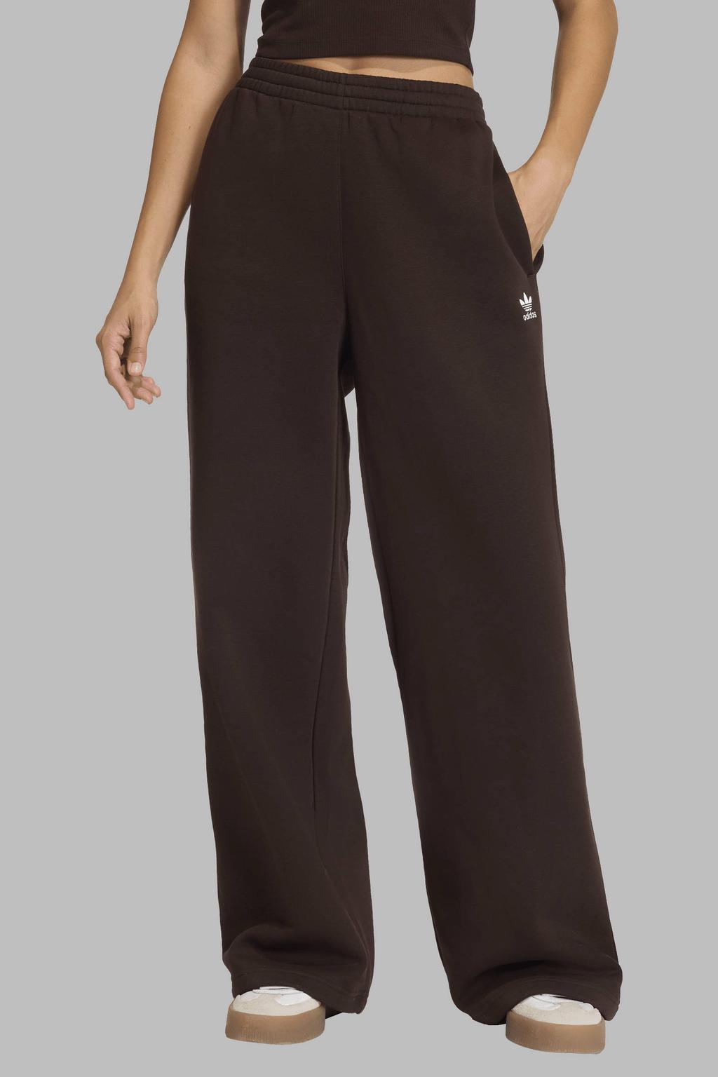 Donkerblauwe dames adidas Originals loose joggingbroek van katoen met regular waist, elastische tailleband met koord en effen