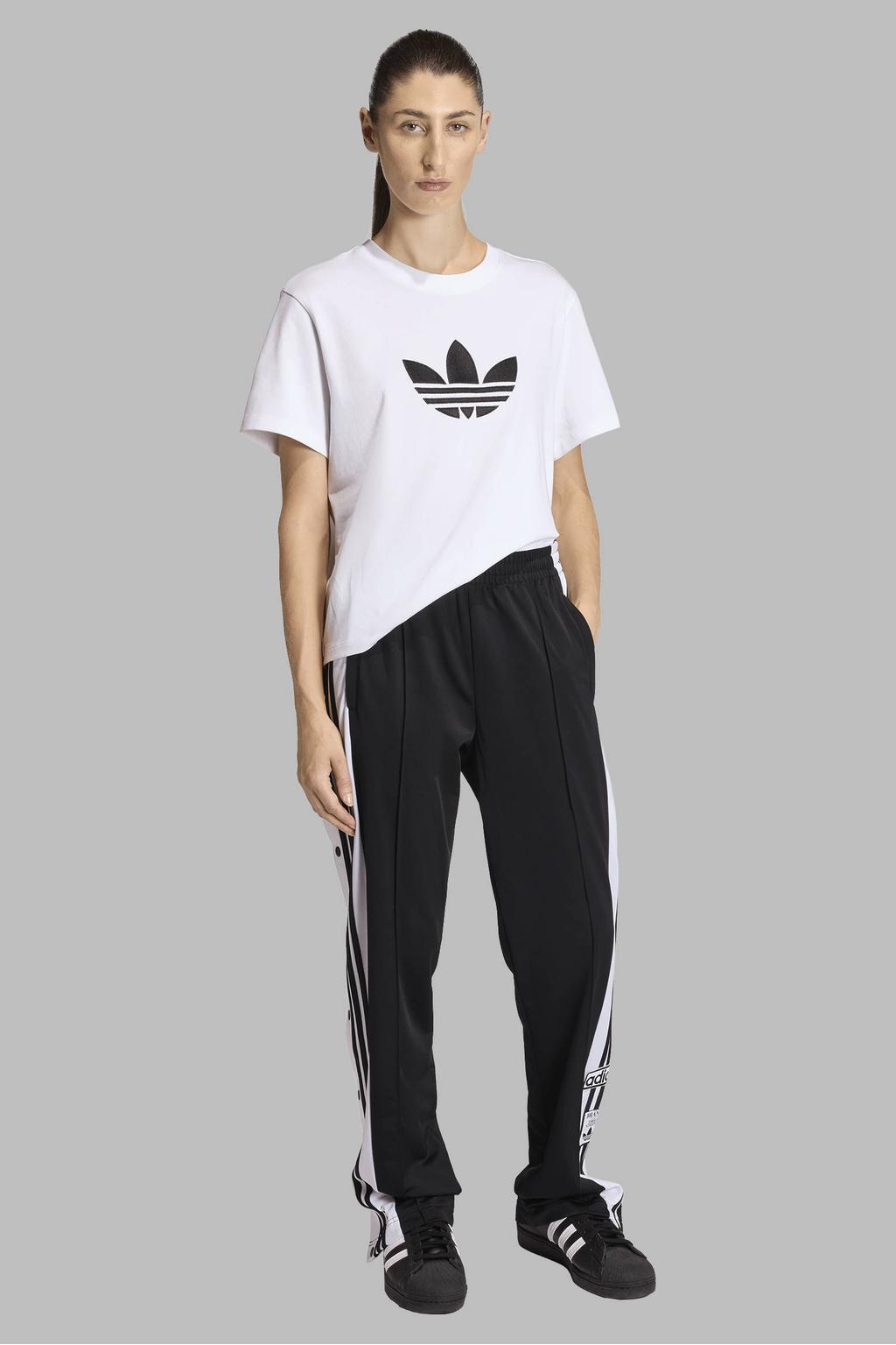 Zwarte dames adidas Originals trainingsbroek AdiBreak van polyester met loose fit, regular waist en strepenprint