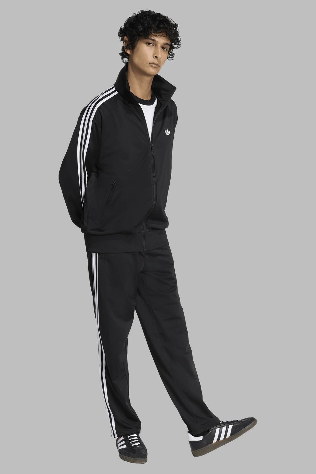 Zwart en witte heren adidas Originals Firebird vest met lange mouwen, opstaande kraag en ritssluiting