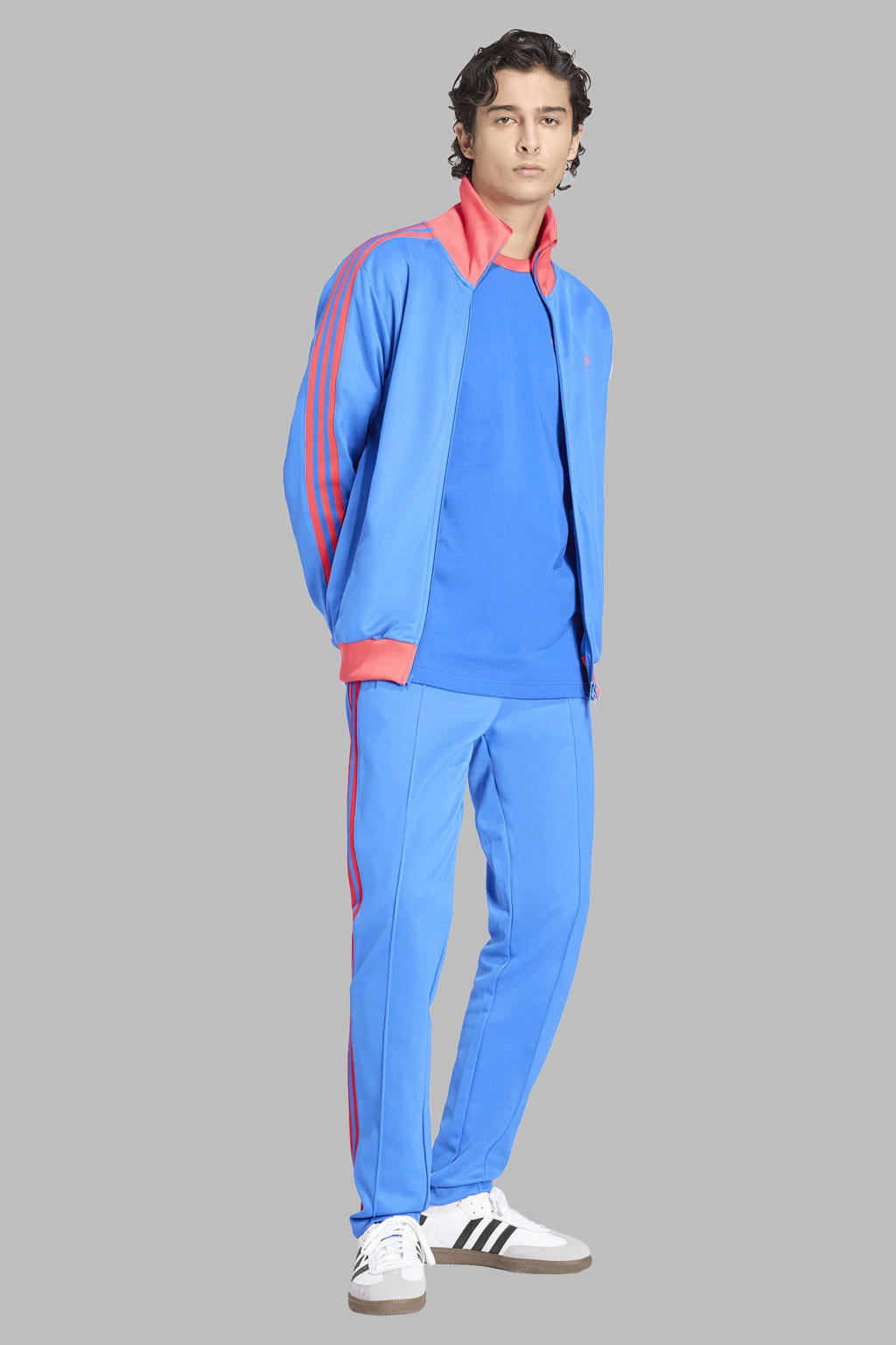 Blauw en oranje heren adidas Originals Cali T-shirt van katoen met effen, korte mouwen en ronde hals