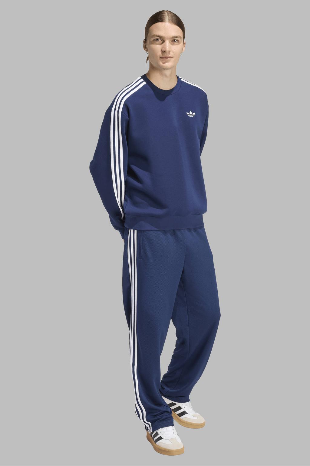Donkerblauwe heren adidas Originals sweater CREW met effen, lange mouwen en ronde hals