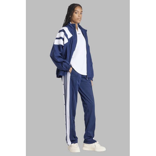 adidas Originals regular waist gestreepte broek donkerblauw afbeelding