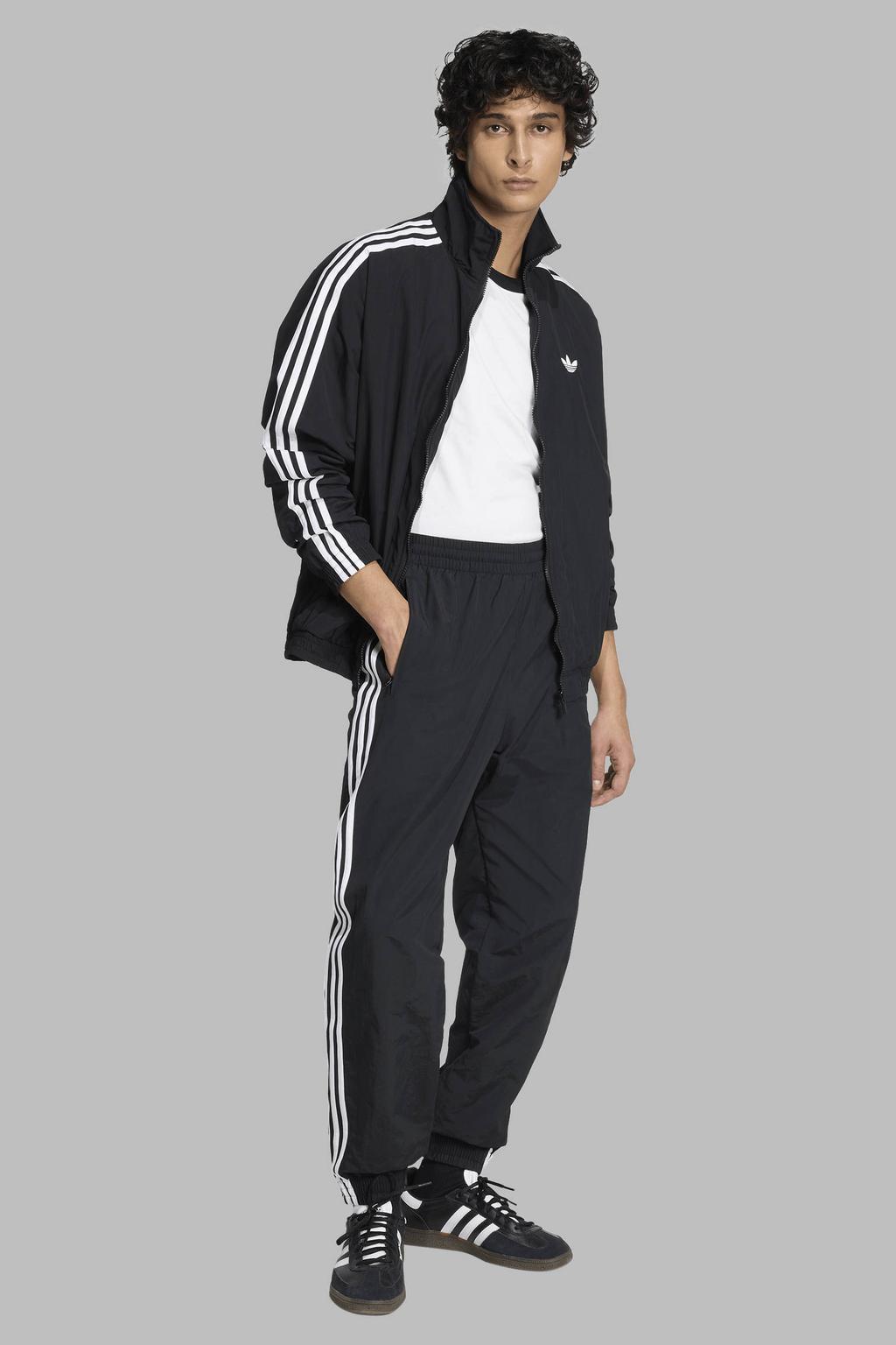 Zwart en witte heren adidas Originals Firebird trainingsbroek van polyamide met elastische tailleband met koord
