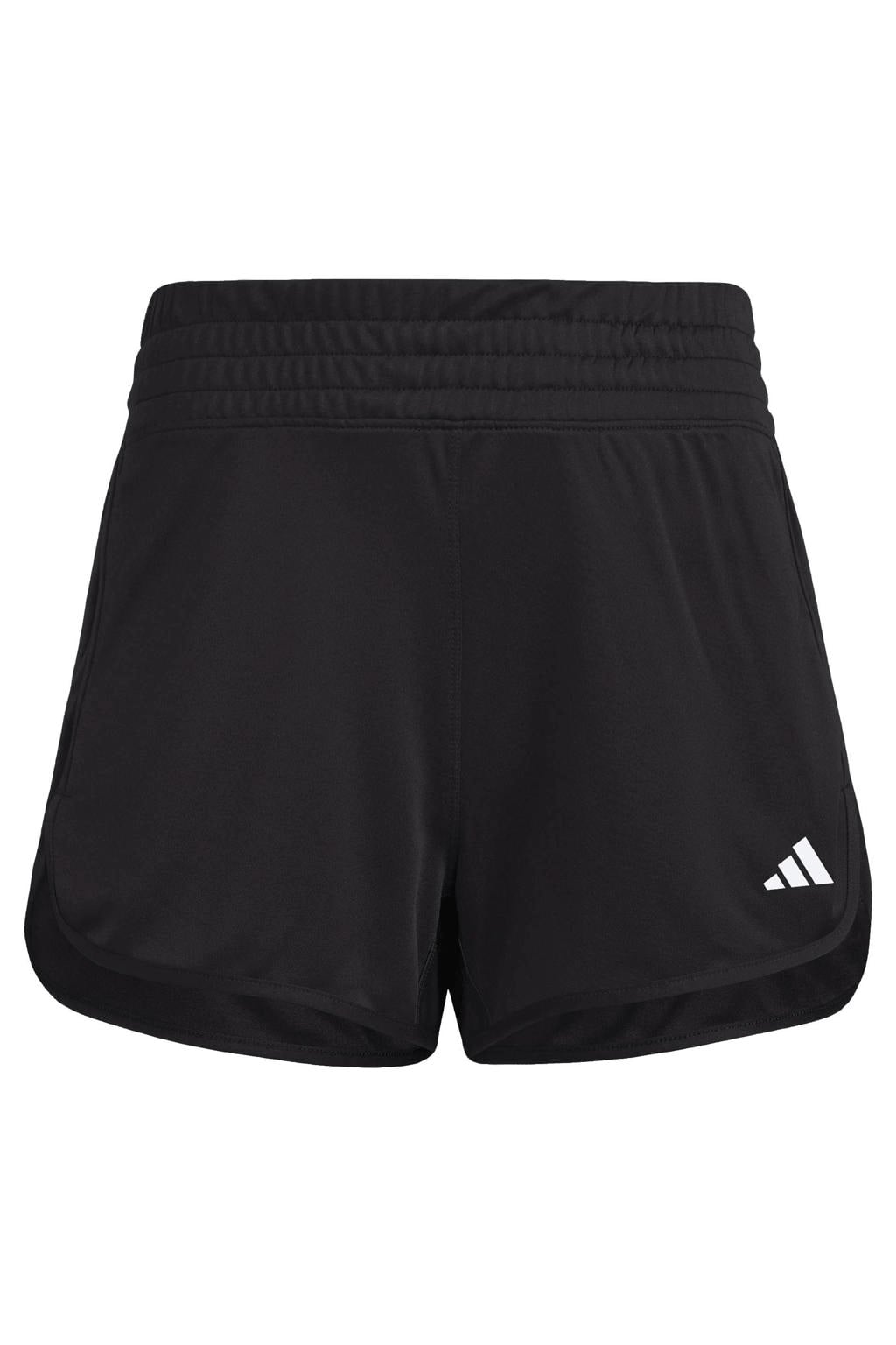 Zwarte dames adidas Performance sportshort Pacer van polyester met regular fit, regular waist en logo dessin