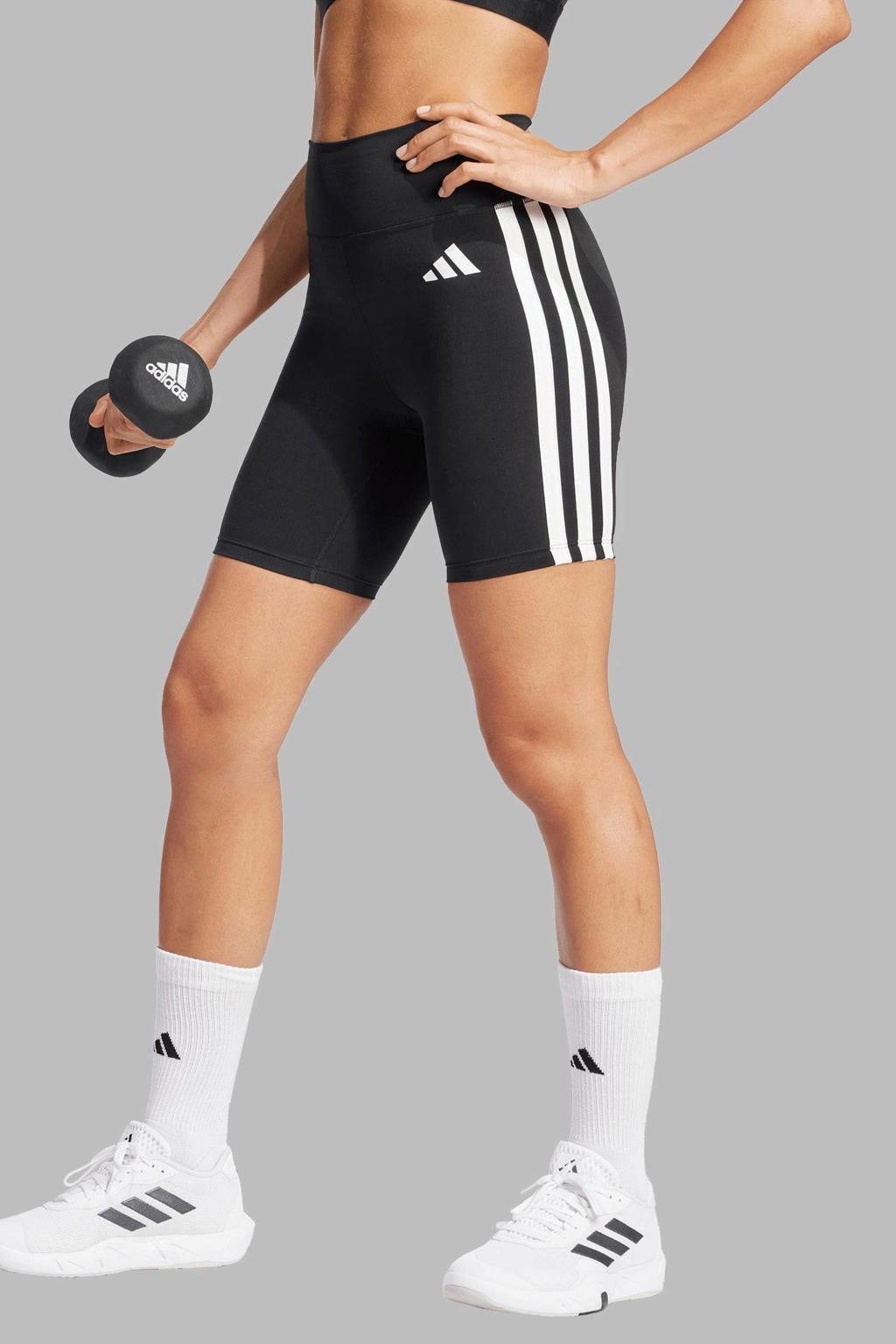 Zwarte dames adidas Performance sportshort 5" Optimé Ess van polyester met slim fit, regular waist en effen