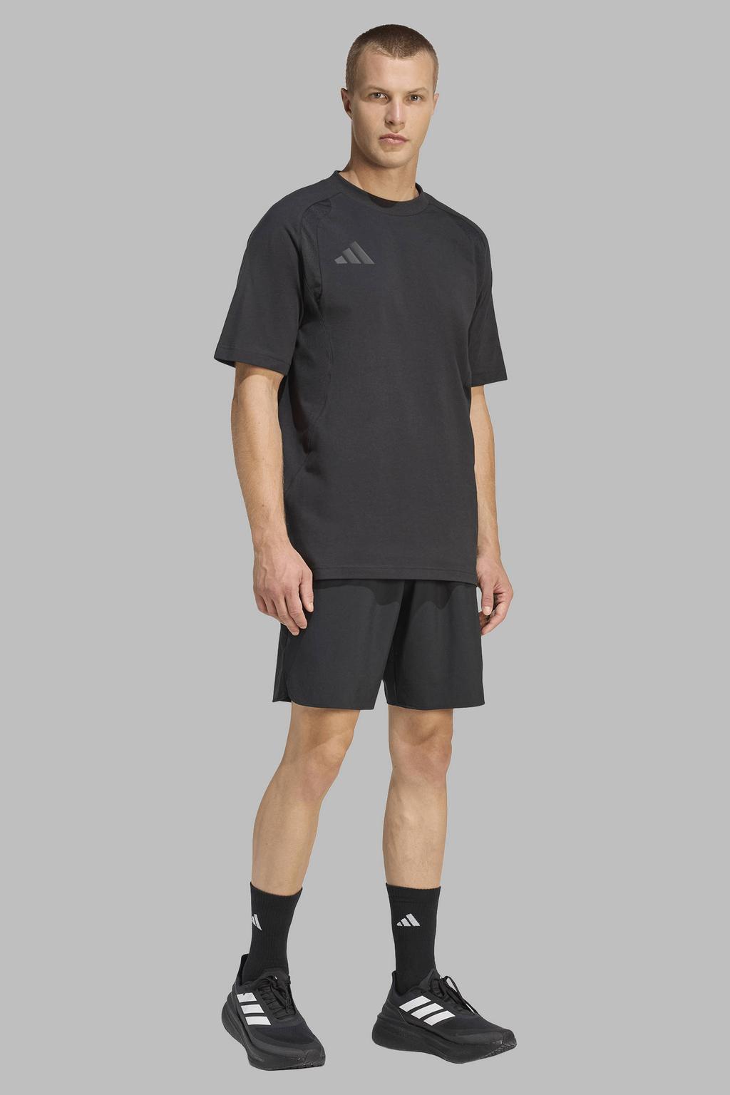 Zwarte heren adidas Performance voetbalshirt Tiro Travel van katoen met korte mouwen