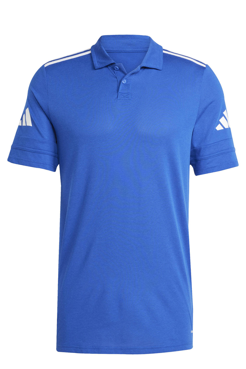 Blauwe heren adidas Performance senior voetbalpolo Squadra25 van polyester met korte mouwen, klassieke kraag en knoopsluiting