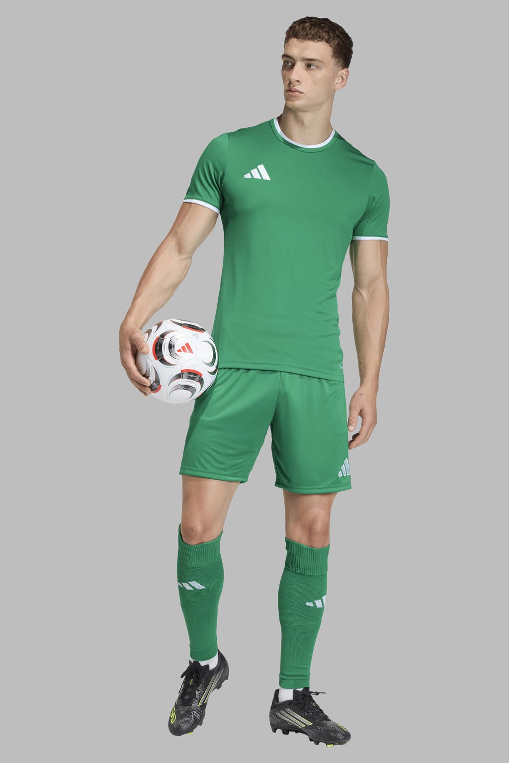 Groene heren adidas Performance Senior voetbalshirt Entrada26 van polyester met korte mouwen en ronde hals