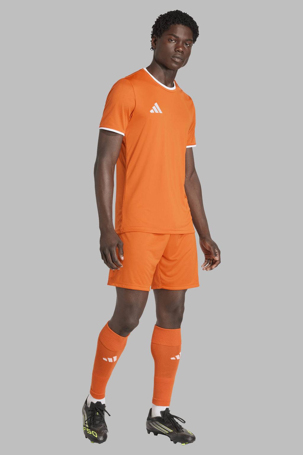 Oranje heren adidas Performance Senior voetbalshirt Entrada26 van polyester met korte mouwen en ronde hals
