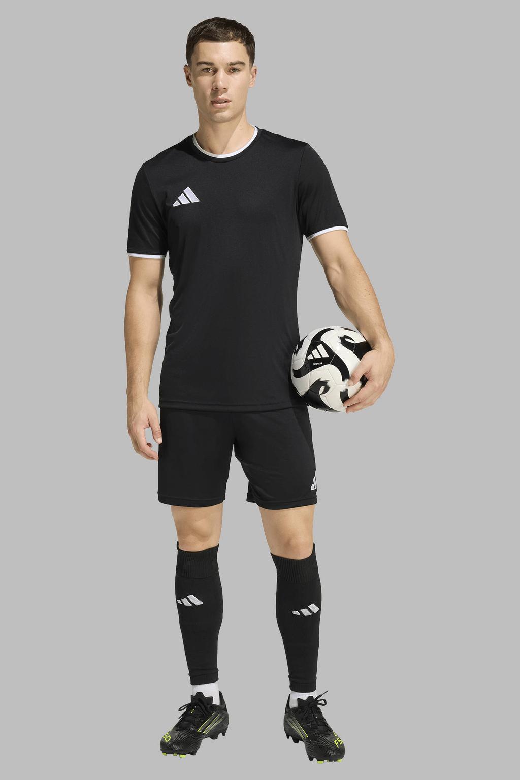 Zwarte heren adidas Performance Senior voetbalshirt Entrada26 van polyester met korte mouwen en ronde hals