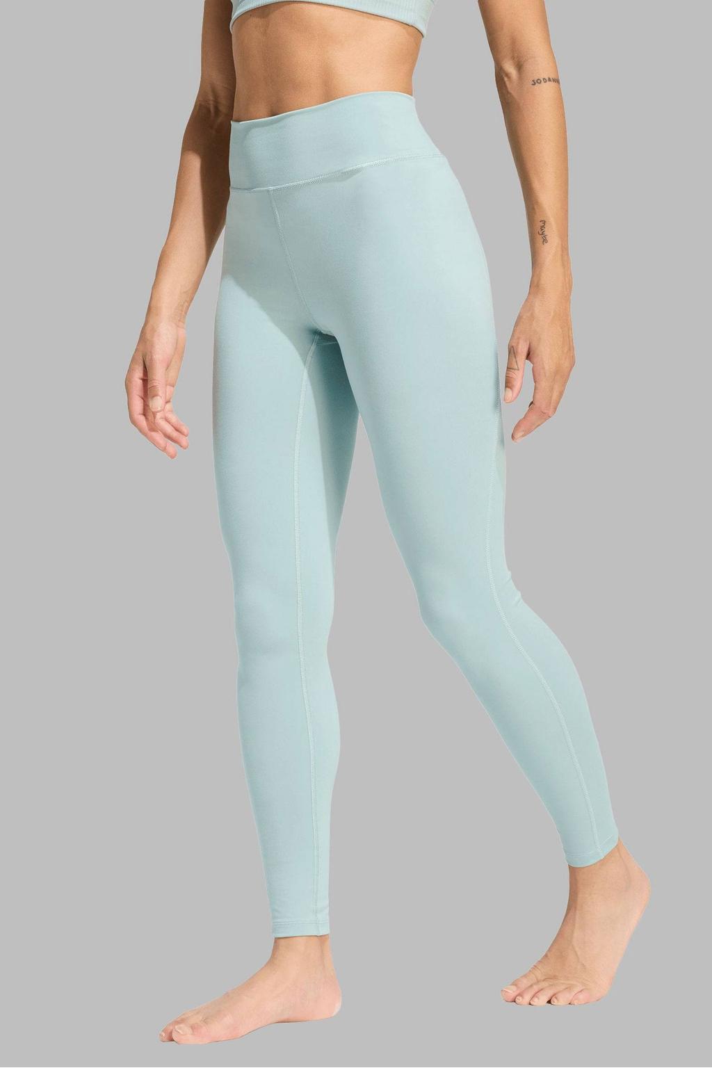 Lichtblauwe dames adidas Performance sportlegging All Me van polyester met slim fit en regular waist