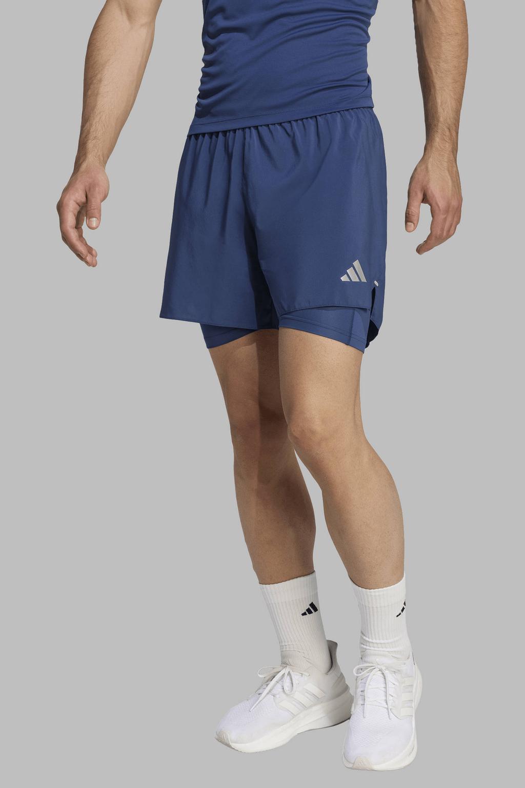 Blauwe heren adidas Performance sportshort van polyester