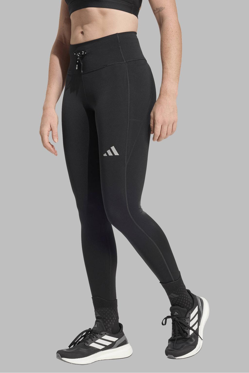 Zwarte dames adidas Performance hardlooplegging van polyester met regular waist en elastische tailleband