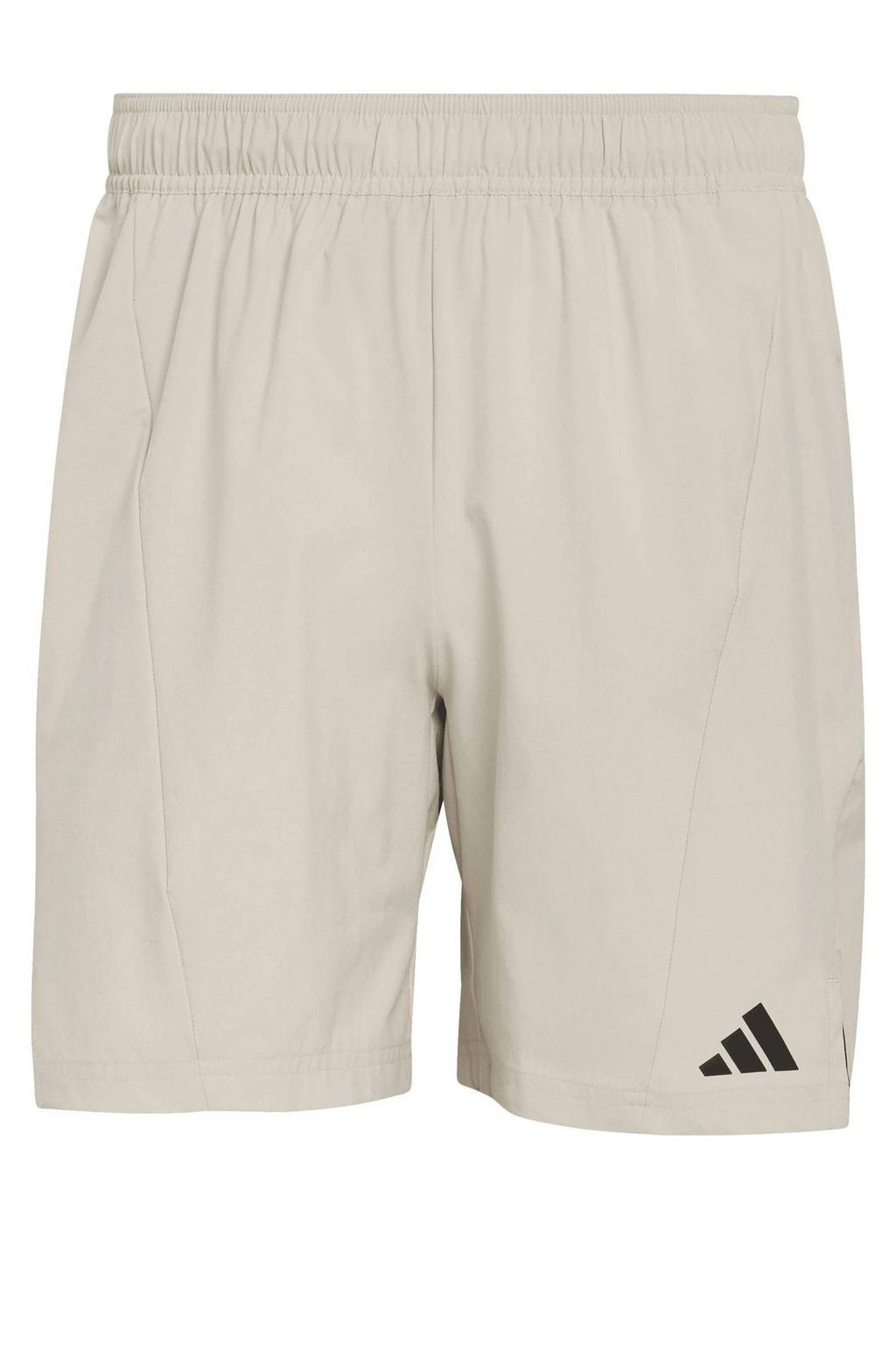 Ecru heren adidas Performance Workout 5"sportshourt van polyester met regular fit, regular waist en effen